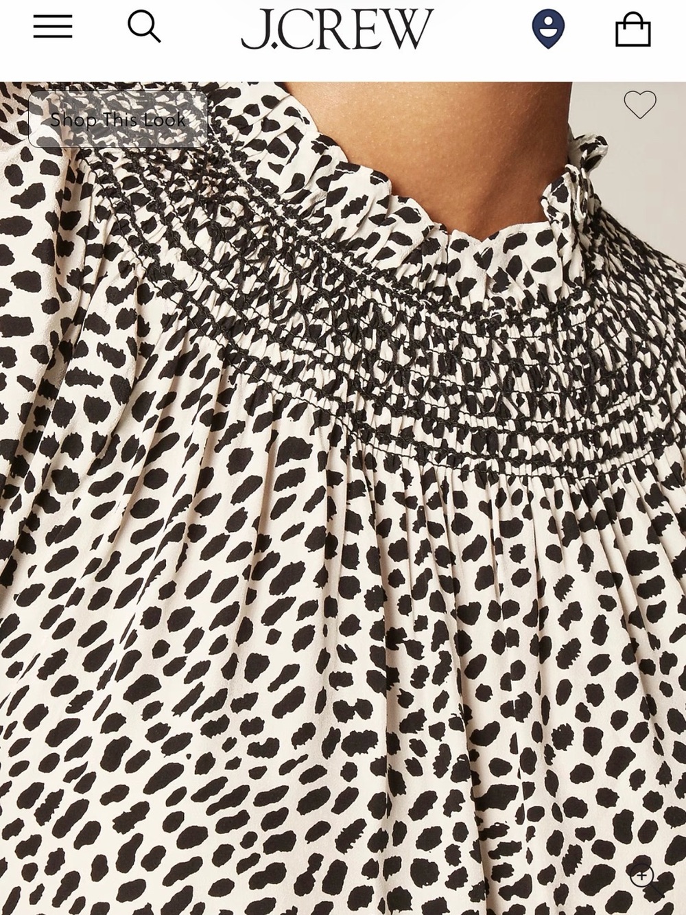 J Crew smocked high neck blouse